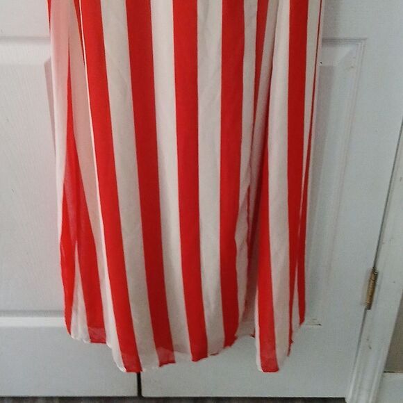 Eva Mendes Collection Red Candy Stripe Kenzie Maxi Wrap Dress Sz L - Picture 3 of 6